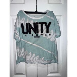 Justice Girls Unity Is Power Tie Dye Graphic T-Shirt Size Large NO FLAWS/MINT